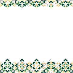 Oriental Geometric Mandala Ornament Frame on Abstract Composition with Silhouette Textured