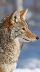Obraz premium Beautiful Coyote Portrait in Winter Landscape with Snow