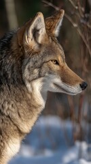 Fototapeta premium Majestic Coyote Portrait in Natural Habitat with Beautiful Lighting