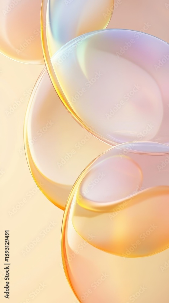 Poster golden spheres intertwining, forming smooth, elegant design with soft, warm tones creating visually 