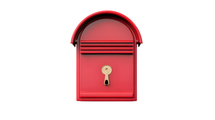 Closed red mailbox on a white background