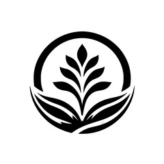 Minimalist Organic Leaf Logo: Black and White Design for Wellness