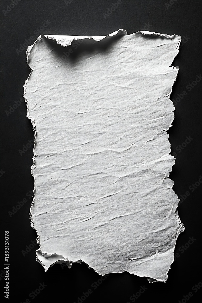 Poster Abstract Empty White Paper Sheet on Black Background for Textures and Design Projects Photography : Generative AI