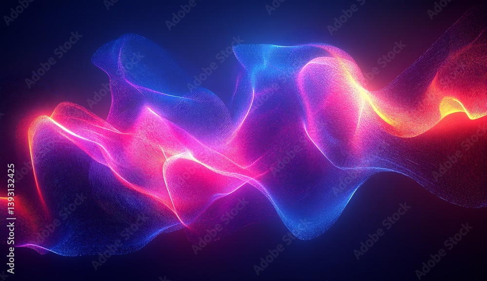 Aufkleber Bright and Colorful Waves of Light Flowing Gently on a Dark Background for Visual Impact : Generative AI