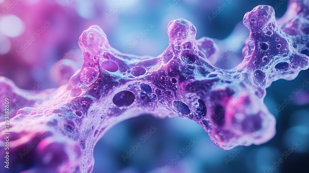 Poster Abstract Close Up of Purple Coral Structure Macro Photography for Science and Nature Visuals : Generative AI