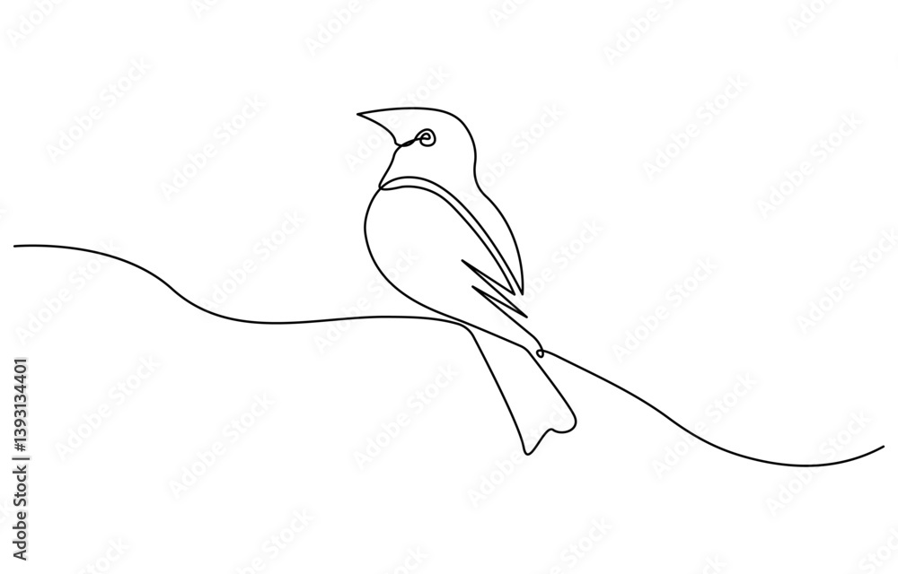 Poster a bird line drawing continuous line art vector illustration, continuous line drawing style with edit