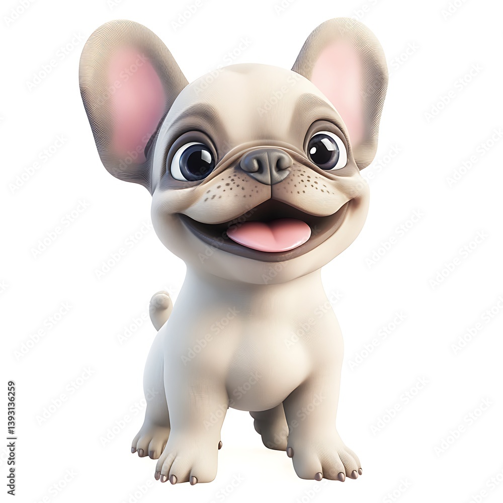 Poster cheerful puppy with an inviting smile: a charming and friendly puppy with a playful expression, with