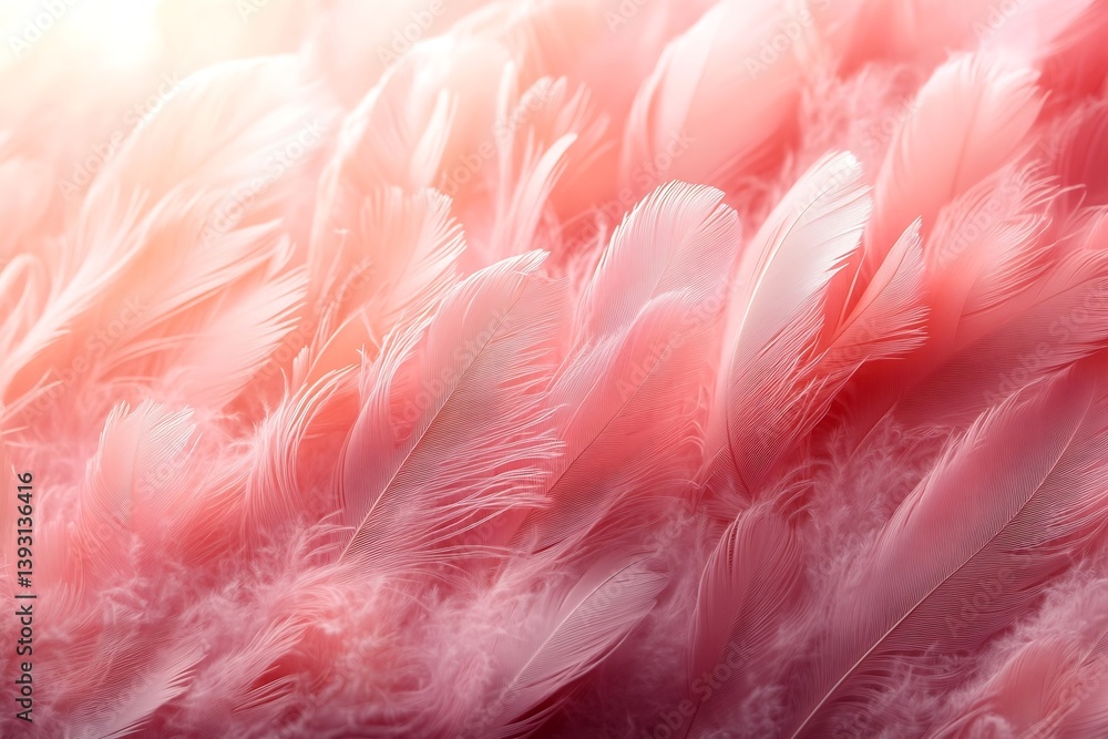 Poster Soft Focus Pink Feather Background Delicate Pastel Colors Downy Texture Gentle and Calming Dreamy and Ethereal : Generative AI