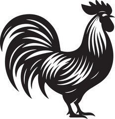 Vector Rooster Silhouette - Bold Black and White Farm Animal Art
