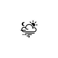 Minimalist Weather Icon: Sun, Moon, Clouds, Black & White Design