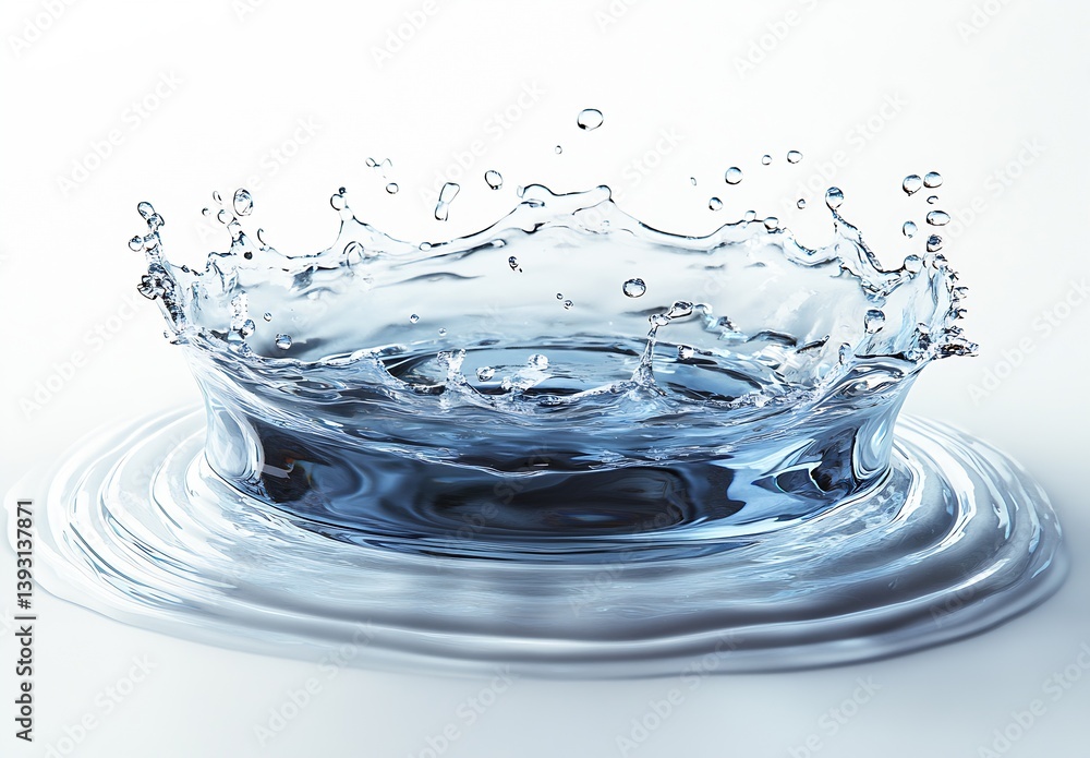 Fototapete Stunning high resolution image of a water splash creating beautiful droplets in the air against a clean background : Generative AI