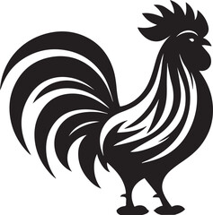 Vector Rooster Silhouette - Bold Black and White Farm Animal Art