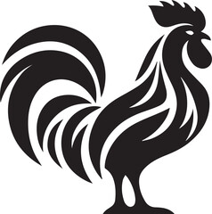 Vector Rooster Silhouette - Bold Black and White Farm Animal Art