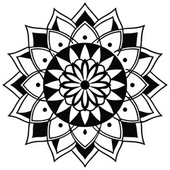 Mandala design black and white flowers vector illustration showcases a floral design element