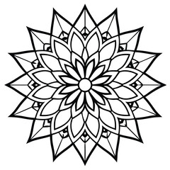 Mandala design black and white flowers vector illustration showcases a floral design element