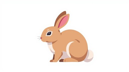 Obraz premium rabbit or bunny, flat style illustration on white background