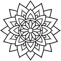 Mandala design black and white flowers vector illustration showcases a floral design element