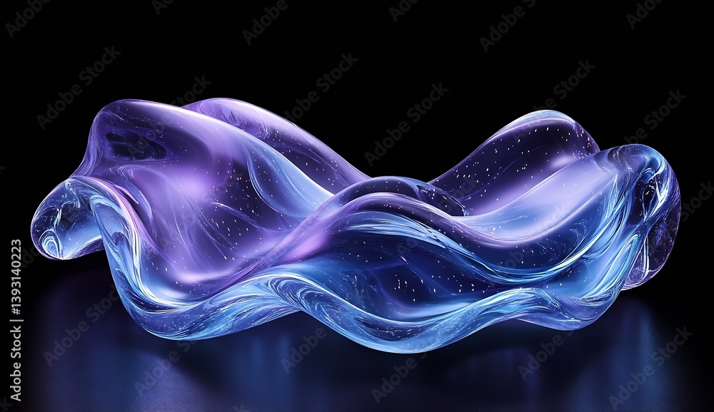 Aufkleber stunning fluid wave sculpture with cosmic features in elegant shades of purple and blue capturing mo