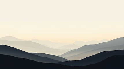 Serene Mountain Range at Dawn - Minimalist Landscape Art