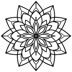 Mandala design black and white flowers vector illustration showcases a floral design element