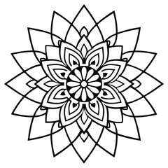 Mandala design black and white flowers vector illustration showcases a floral design element