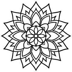 Fototapeta premium Mandala design black and white flowers vector illustration showcases a floral design element