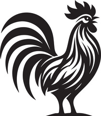 Vector Rooster Silhouette - Bold Black and White Farm Animal Art