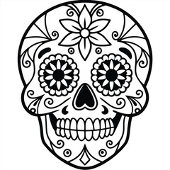 Skull and crossbones vector illustration, a death symbol with tribal design elements