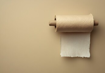 Obraz premium Stylish roll of textured paper towel on a minimalist design background showcasing natural colors : Generative AI