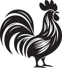 Vector Rooster Silhouette - Bold Black and White Farm Animal Art