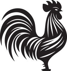 Vector Rooster Silhouette - Bold Black and White Farm Animal Art
