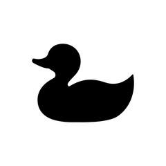 Minimal black rubber duck silhouette vector illustration on white background, perfect for logo, icon, or kids design themes