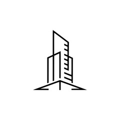 Minimalist Architectural Outline Logo: Modern Cityscape on White
