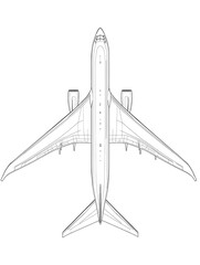 Airplane top view outline