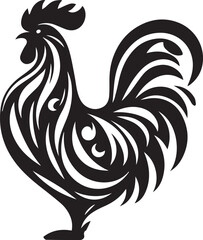 Vector Rooster Silhouette - Bold Black and White Farm Animal Art
