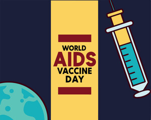 World AIDS Vaccine Day: Syringe, Globe, and Abstract Elements.