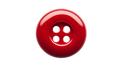 Red sewing button on white background
