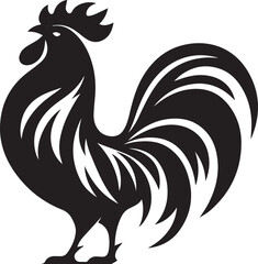 Vector Rooster Silhouette - Bold Black and White Farm Animal Art