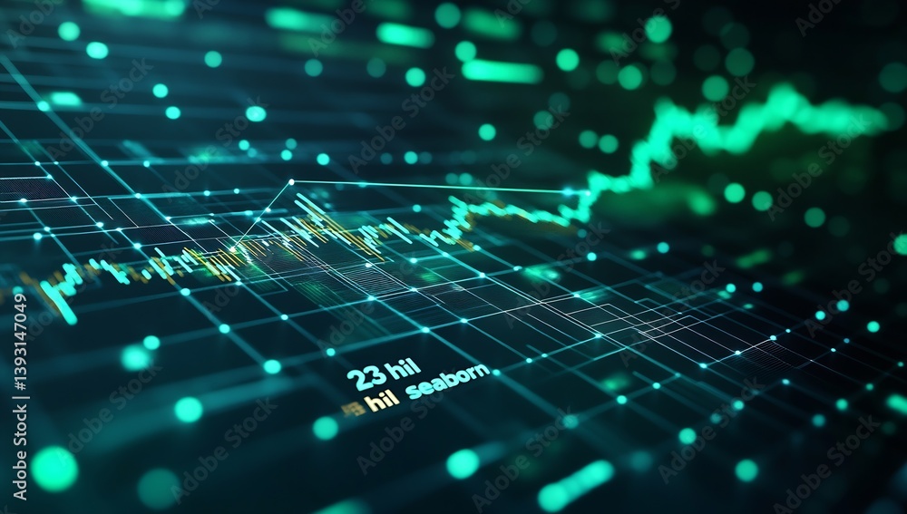 Poster Abstract Financial Chart Graph Data Visualization on Digital Screen for Business and Market Analysis : Generative AI