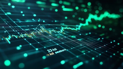 Abstract Financial Chart Graph Data Visualization on Digital Screen for Business and Market Analysis : Generative AI