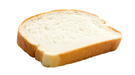 Single slice of white bread isolated on white background