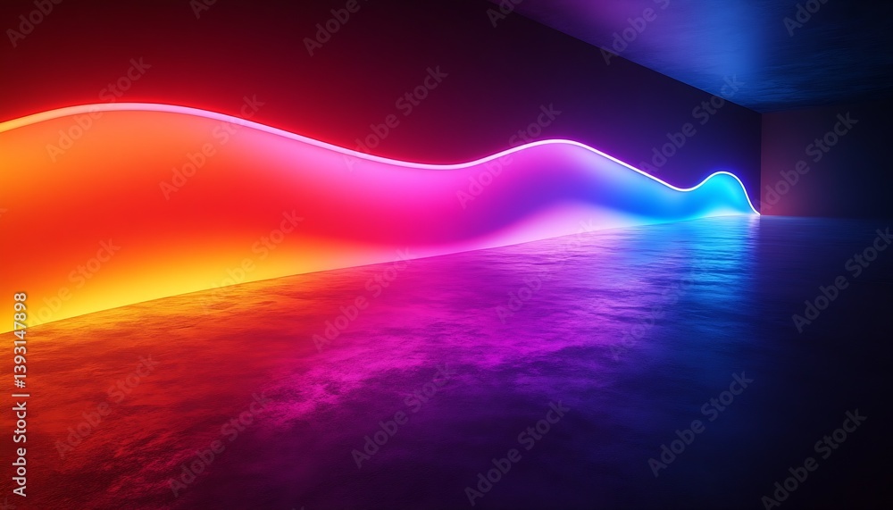 Poster colorful neon light waves illuminating a modern abstract space with a stunning vibrant effect : gene