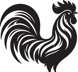 Vector Rooster Silhouette - Bold Black and White Farm Animal Art