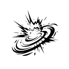 Cartoon Explosion Icon in Black and White, Comic Book Style