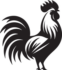 Vector Rooster Silhouette - Bold Black and White Farm Animal Art