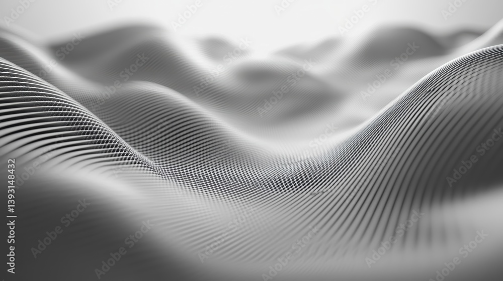 Aufkleber abstract grayscale undulating landscape of lines and curves.