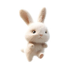 Fluffy 3D Cartoon Bunny Balloon Isolated on Transparent Background