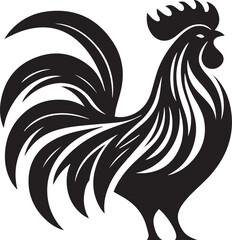 Vector Rooster Silhouette - Bold Black and White Farm Animal Art