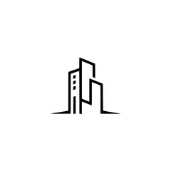 Minimalist Modern Cityscape Logo in Black and White