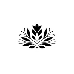 Elegant Black Floral Illustration on White Background